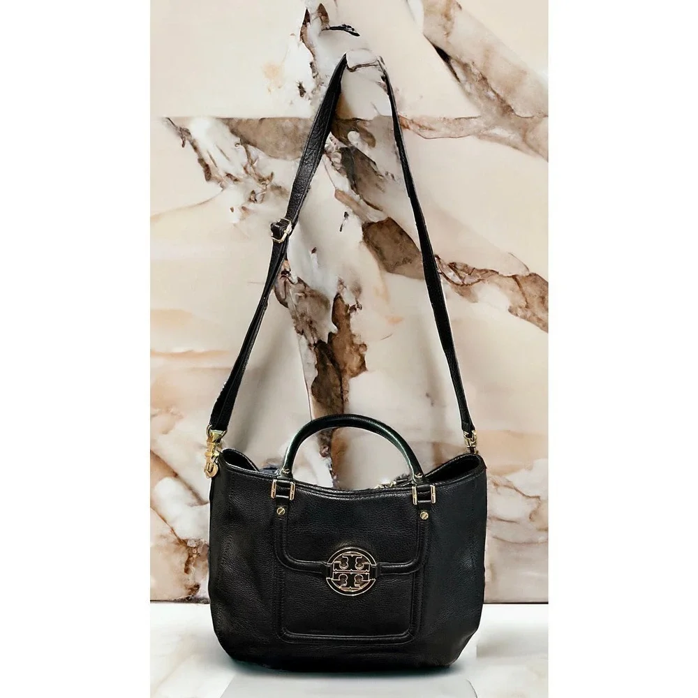 Tory Burch Black Leather Amanda Classic Hobo Shoulder Bag